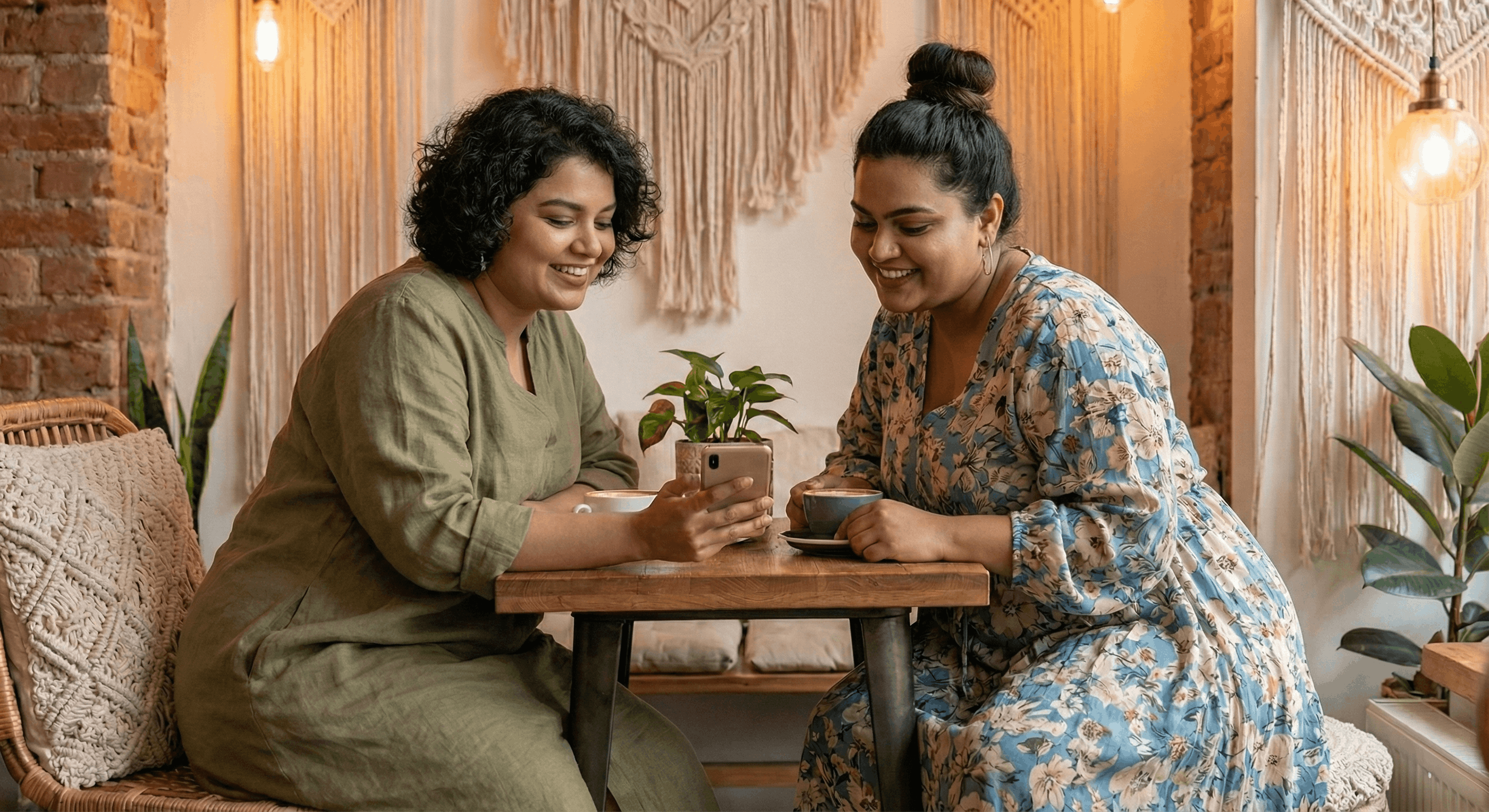 Two friends laughing together
